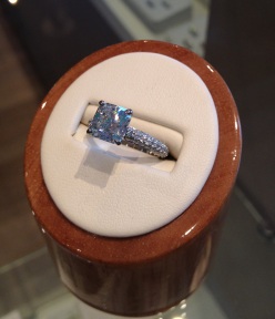 Cushion cut and honey comb pave engagement ring