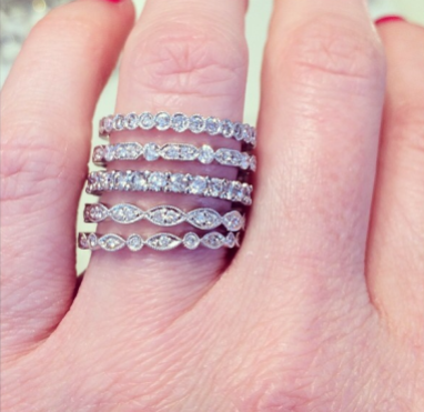 Pretty little layers with these diamond stackable bands.